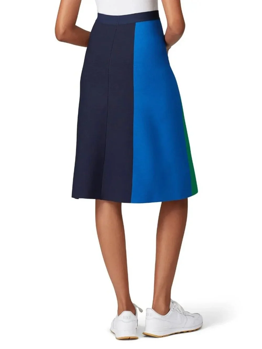 Tory Burch Sport Tech Knit Blue Green Colorblock A-Line Skirt Women's Medium M